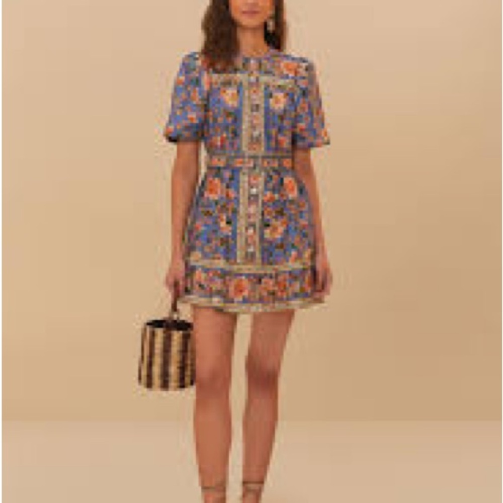 Farm Rio, Superbloom Tapestry Mini Dress NWT